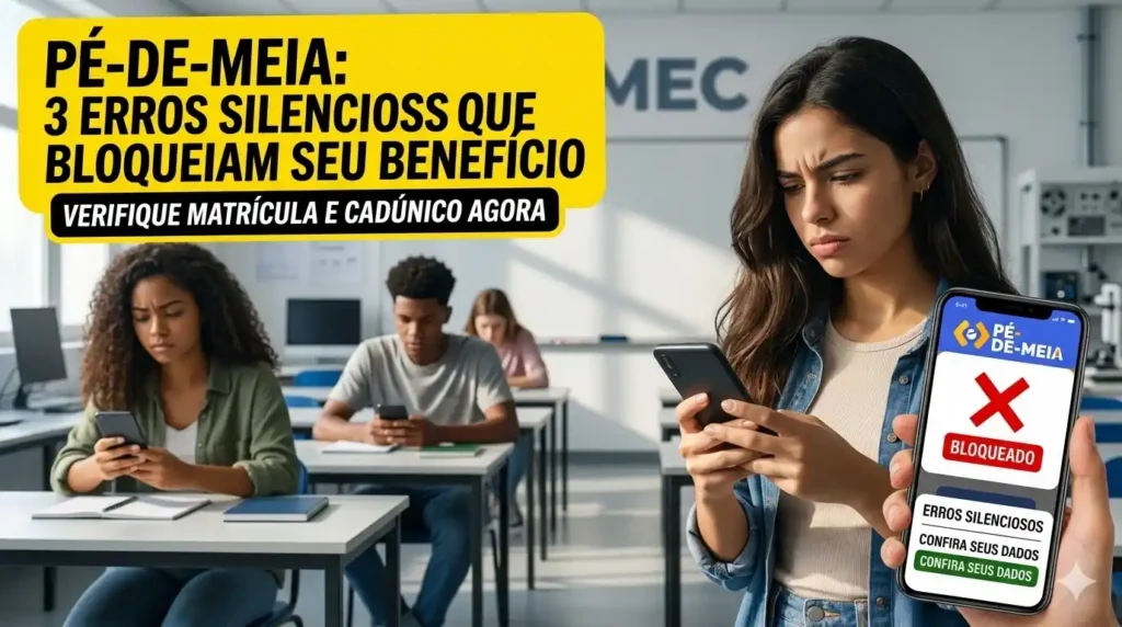 MEC alerta sobre erros silenciosos que suspendem o Pé-de-Meia sem avisar o estudante