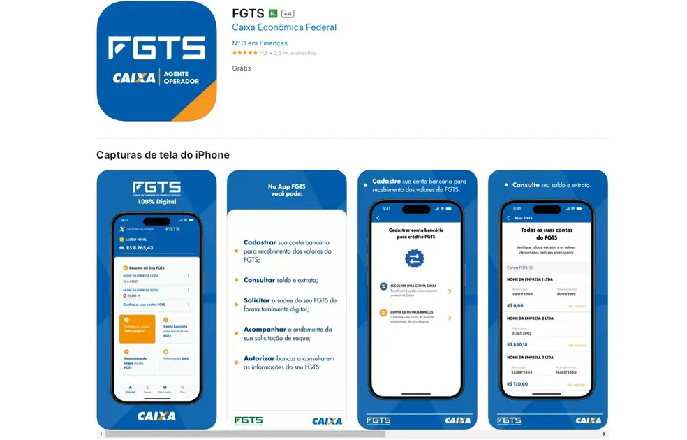 Consulta de saldo no aplicativo FGTS