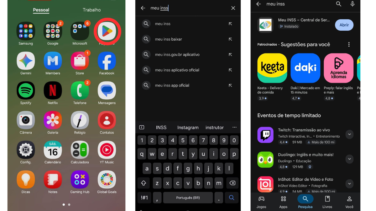 Notificação de pendência no app Meu INSS