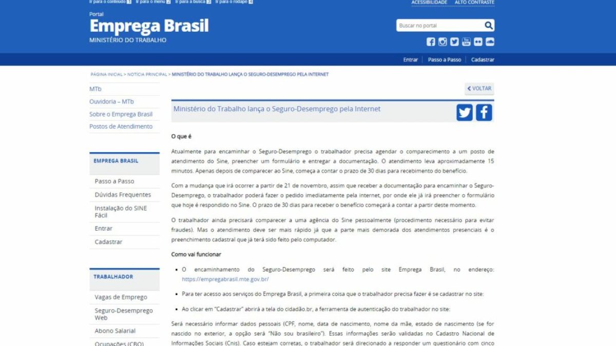 Seguro-desemprego 2026: solicitação pela internet via Carteira de Trabalho Digital e portal gov.br