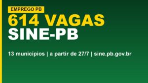 Sine-PB abre 614 vagas em 13&hellip;