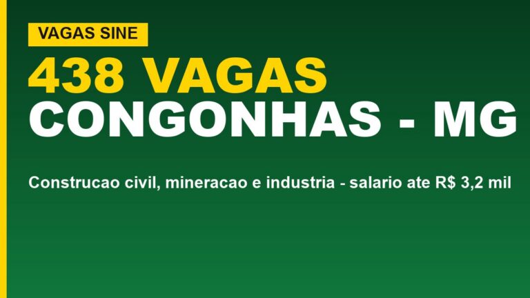 Sine Congonhas tem 438 vagas nesta&hellip;